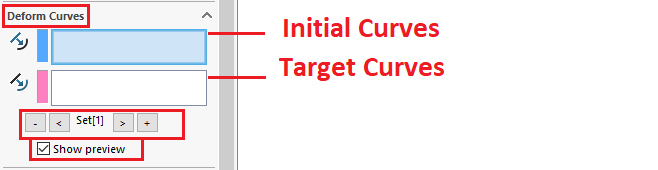 معرفی آپشن های موجود در قسمت Deform Curve  ابزار Deform به روش Curve to curve